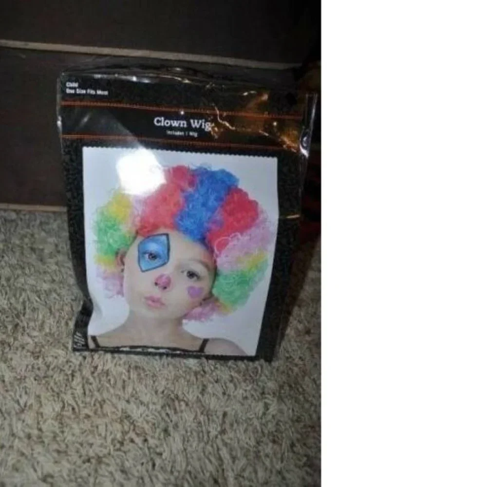 Clown Rainbow Afro Wig Curly Halloween Costume Accessory Unisex Kids 3+